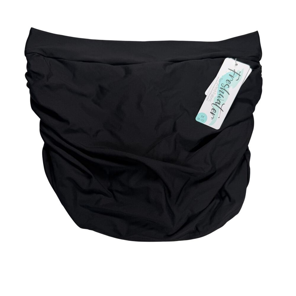 Freshwater Bikini Skirt Women's Medium Black Ruched Full Coverage Mid Rise NWT